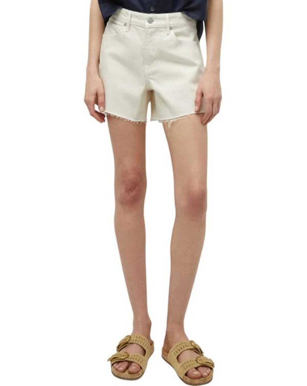 Veronica Beard Ellis Cut Off Shorts in Ecru 26